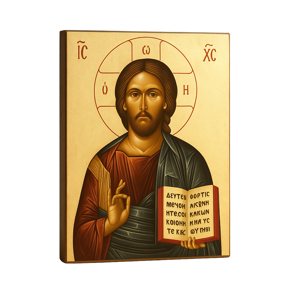 Icône byzantine dorée représentant Jésus-Christ en majesté