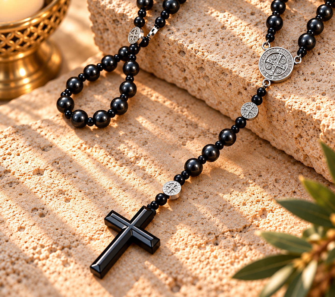 Chapelet Saint-Benoît noir • Médaille et crucifix – Image 3